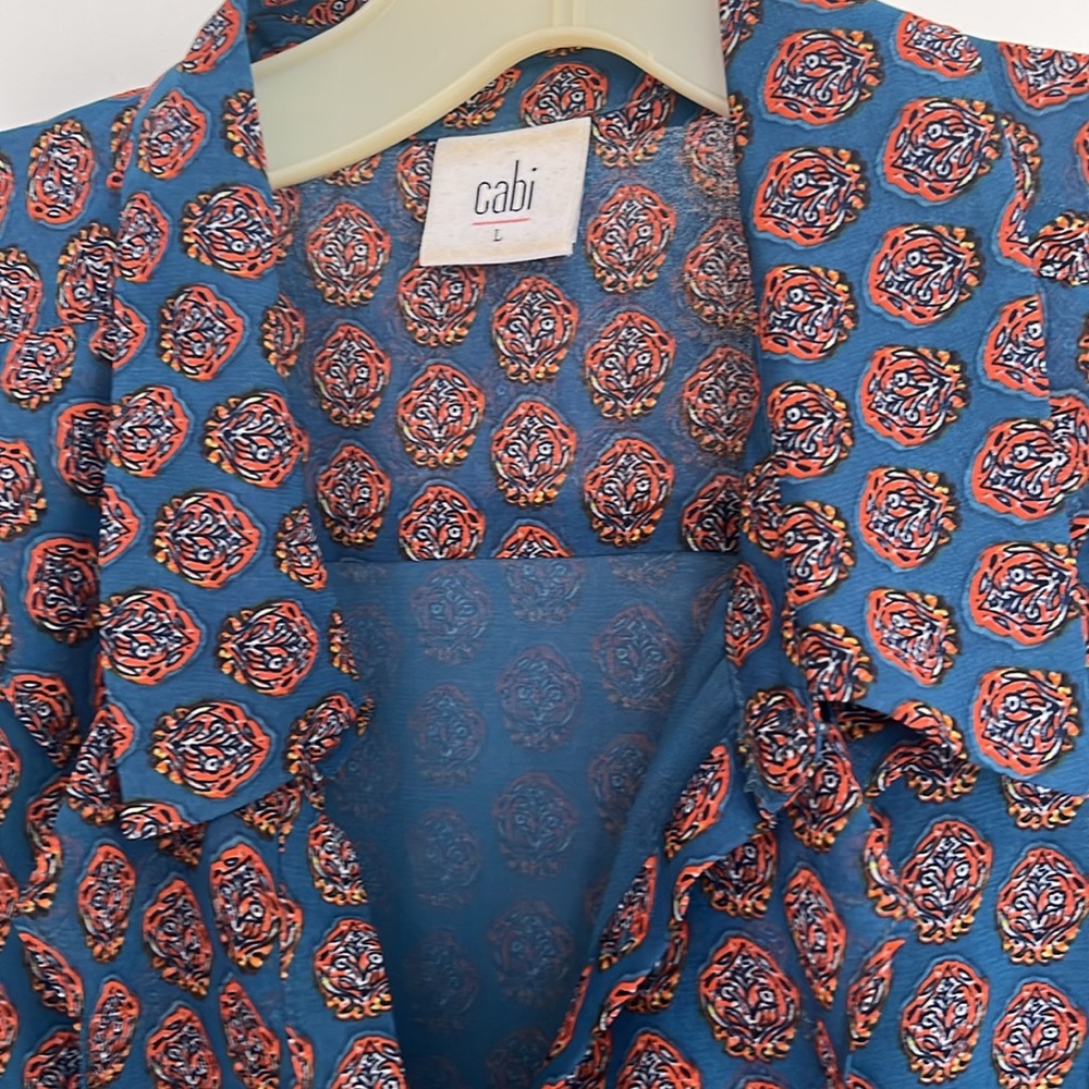 Cabi Blue and Orange Patterned Blouse - Picture 3 of 16